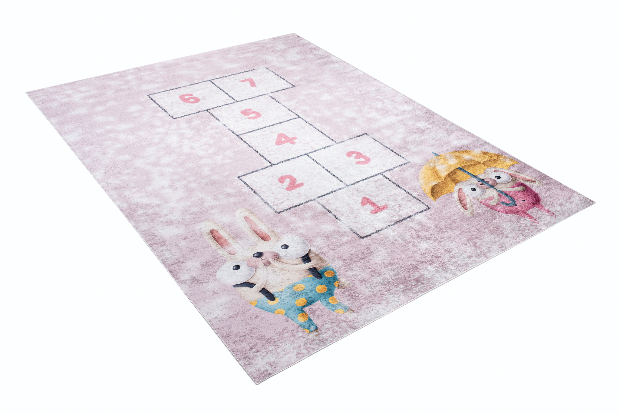 Alfombra Infantil Emma Rosa Conejos Rayuela Antideslizante