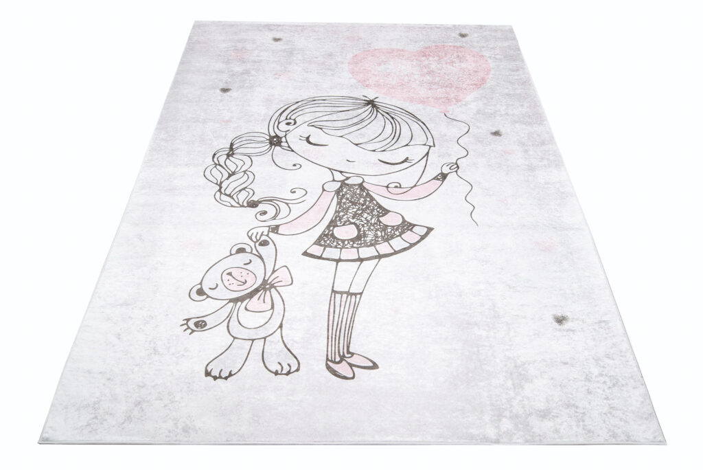 Alfombra Infantil Emma Gris Niña Osito Antideslizante