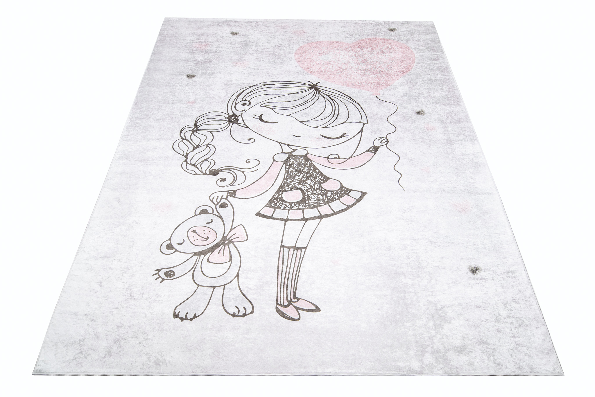 Alfombra Infantil Emma Gris Niña Osito Antideslizante