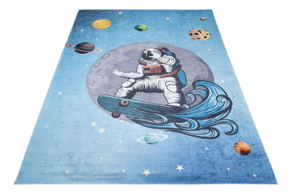 Alfombra Infantil Emma Azul Espacio Antideslizante