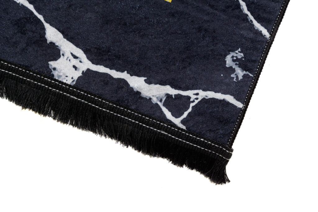 Alfombra Toscana con Flecos Negro Marco Dorado