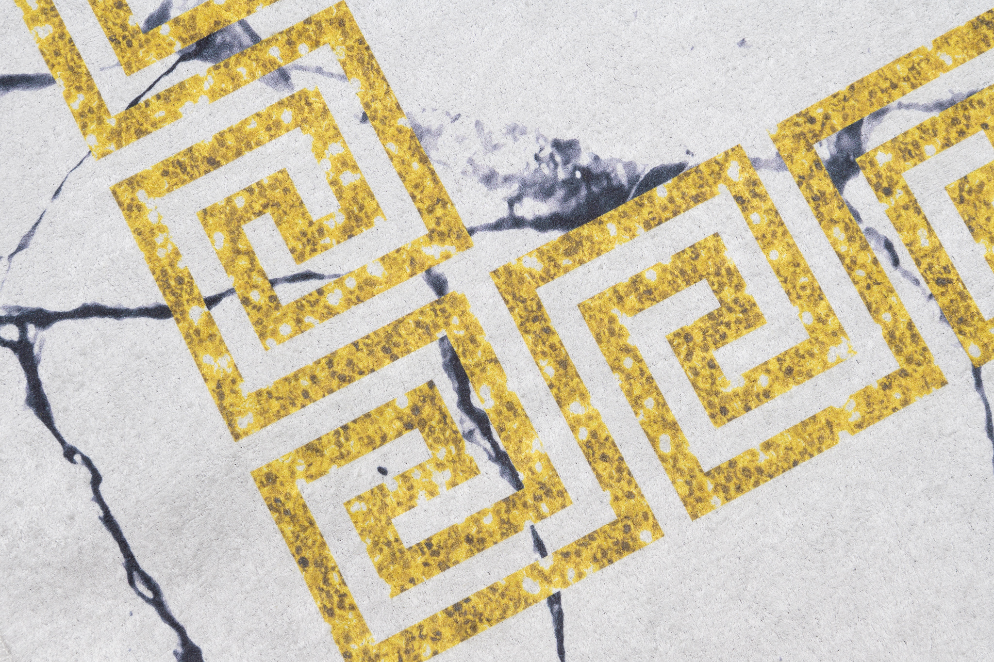 Alfombra Toscana Gris Mármol Marco Dorado Antideslizante