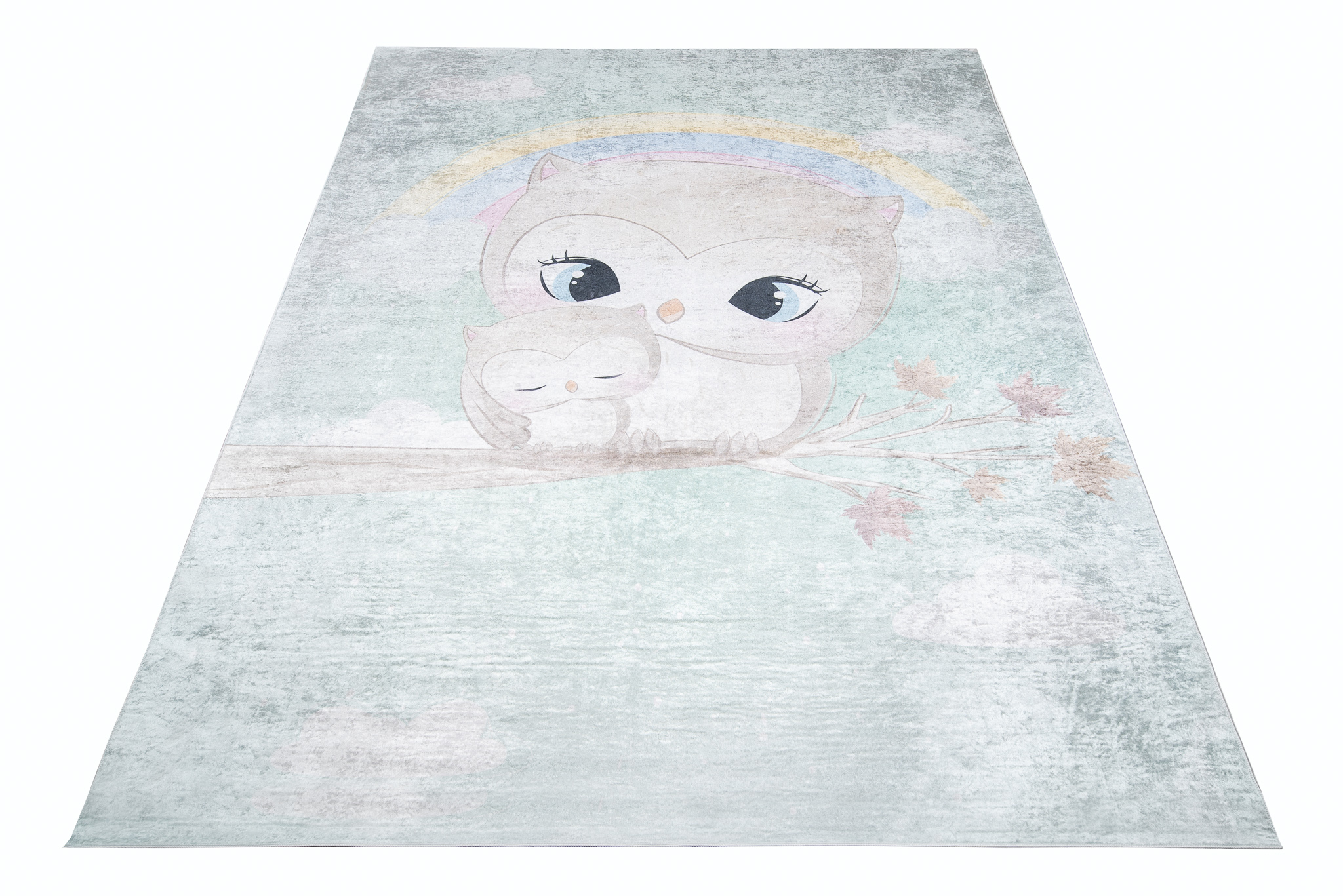 Alfombra Infantil Emma Turquesa Búho Antideslizante