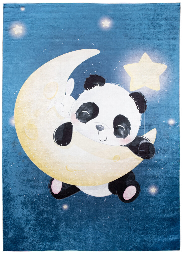 Alfombra Infantil Emma Azul Marino Panda Antideslizante