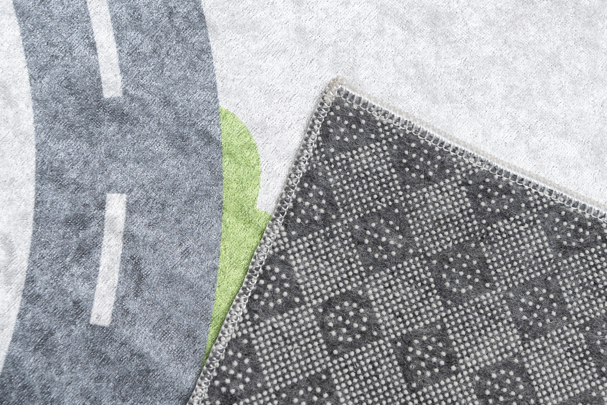 Alfombra Infantil Emma Lavable Antideslizante Gris Obras Carretera
