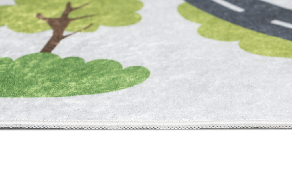 Alfombra Infantil Emma Lavable Antideslizante Gris Obras Carretera