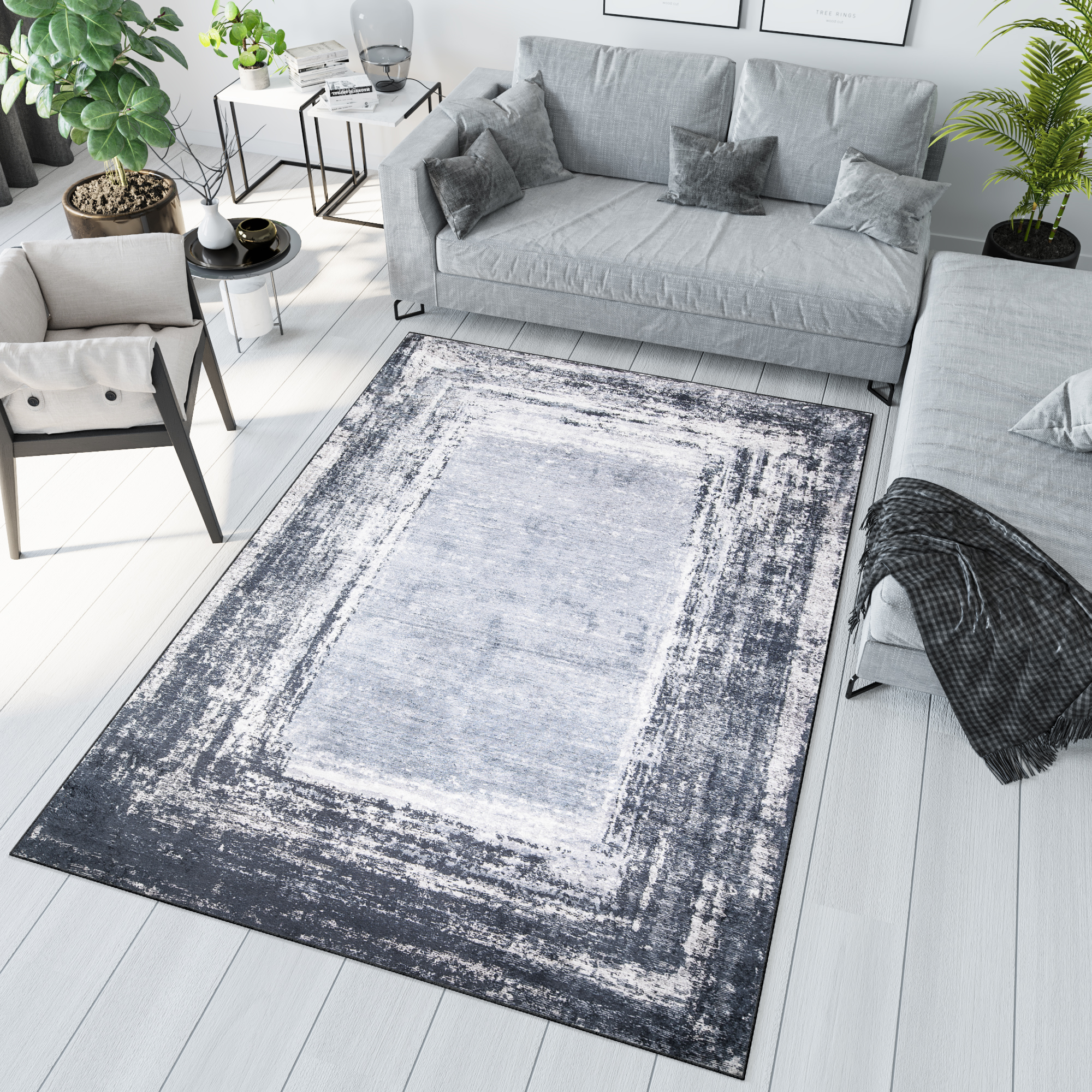 Alfombra Toscana Desgastada Gris Azul Antideslizante