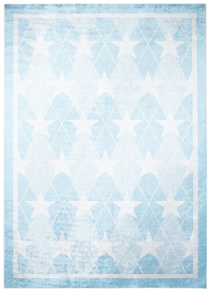 Alfombra Infantil Emma Lavable Antideslizante Azul Estrellas