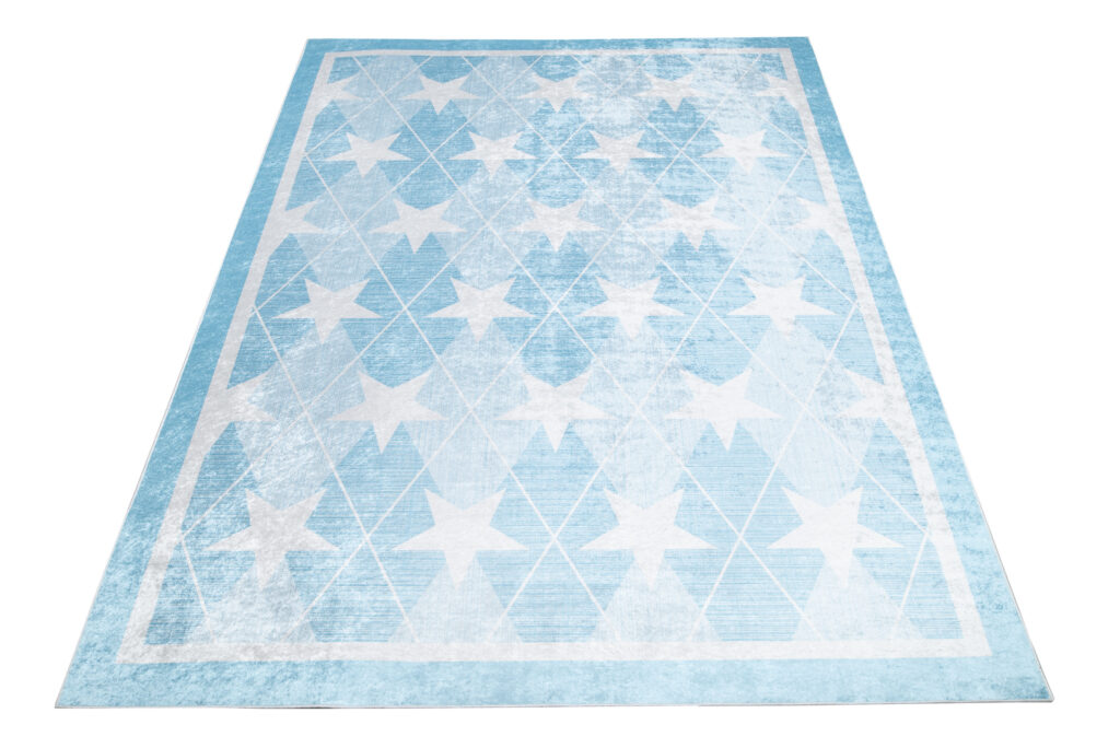 Alfombra Infantil Emma Lavable Antideslizante Azul Estrellas