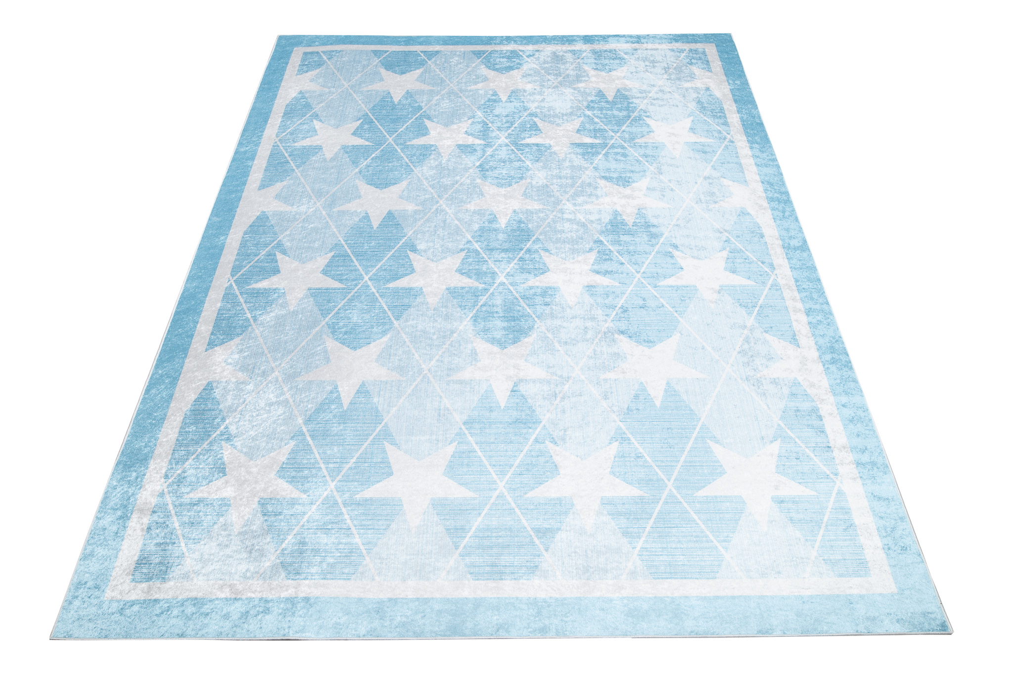 Alfombra Infantil Emma Lavable Antideslizante Azul Estrellas