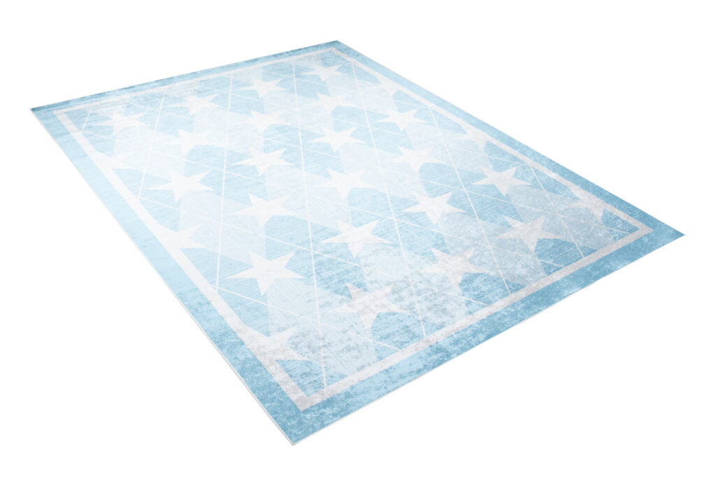 Alfombra Infantil Emma Lavable Antideslizante Azul Estrellas