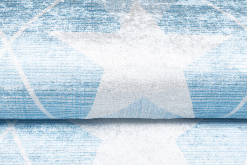Alfombra Infantil Emma Lavable Antideslizante Azul Estrellas