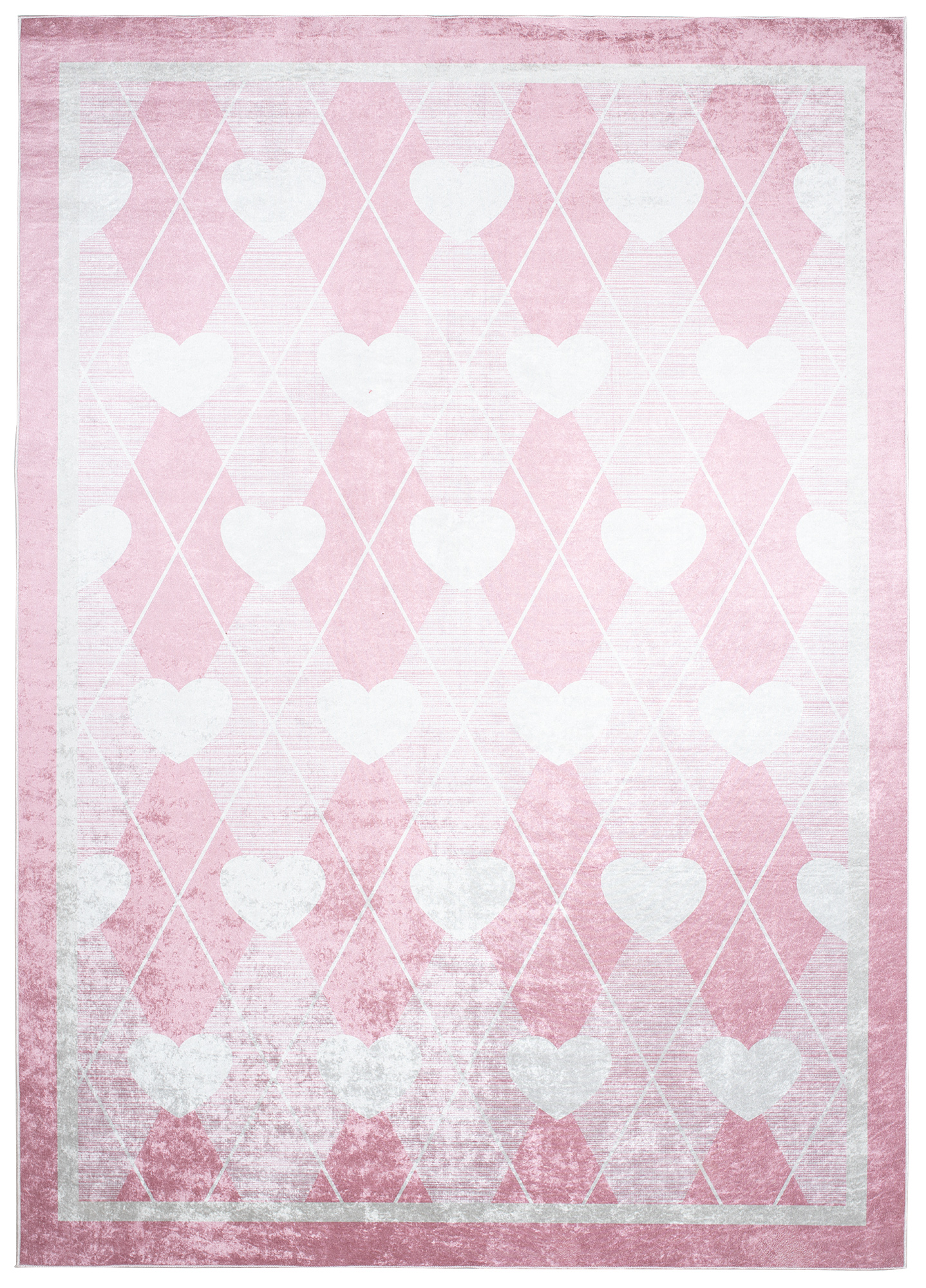 Alfombra Infantil Emma Lavable Antideslizante Rosa Corazones