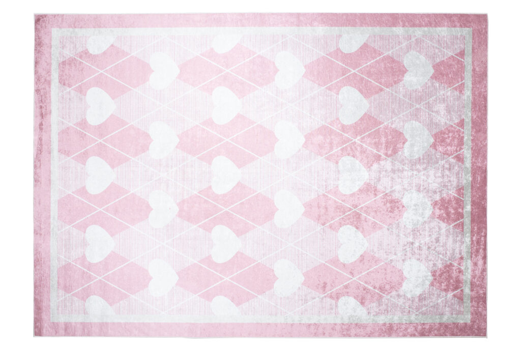 Alfombra Infantil Emma Lavable Antideslizante Rosa Corazones