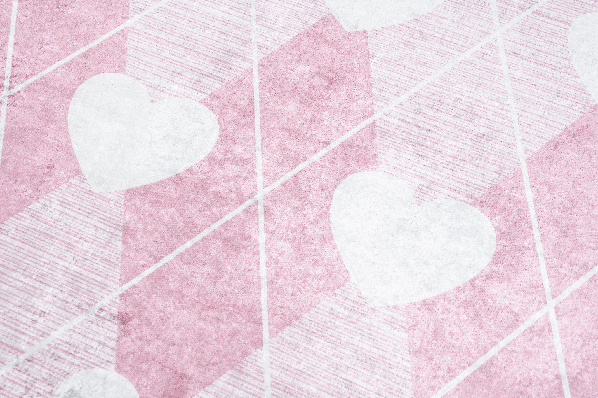 Alfombra Infantil Emma Lavable Antideslizante Rosa Corazones