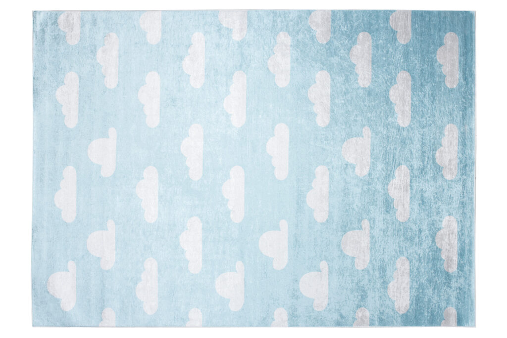 Alfombra Infantil Emma Azul Claro Nubes Antideslizante