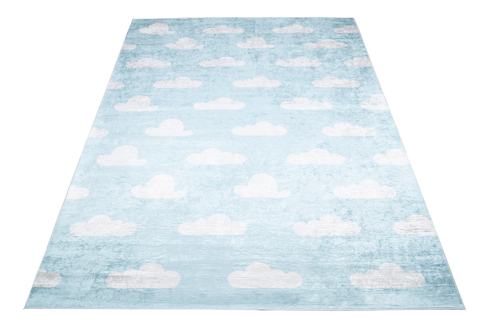 Alfombra Infantil Emma Azul Claro Nubes Antideslizante