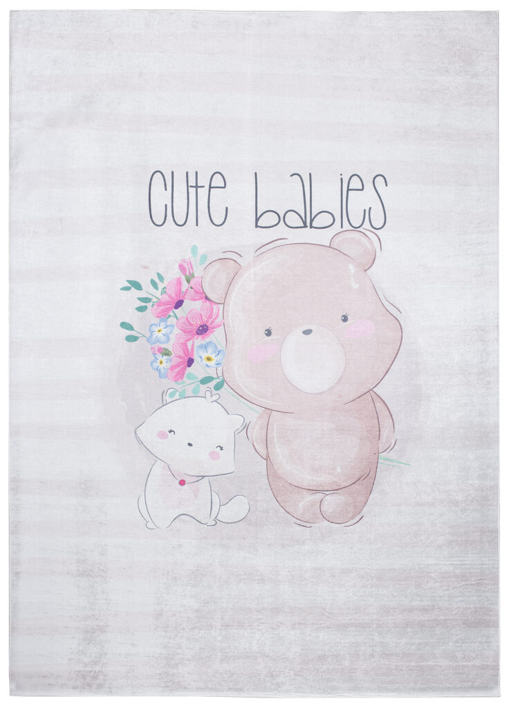 Alfombra Infantil Emma Gris Osito Gato Antideslizante