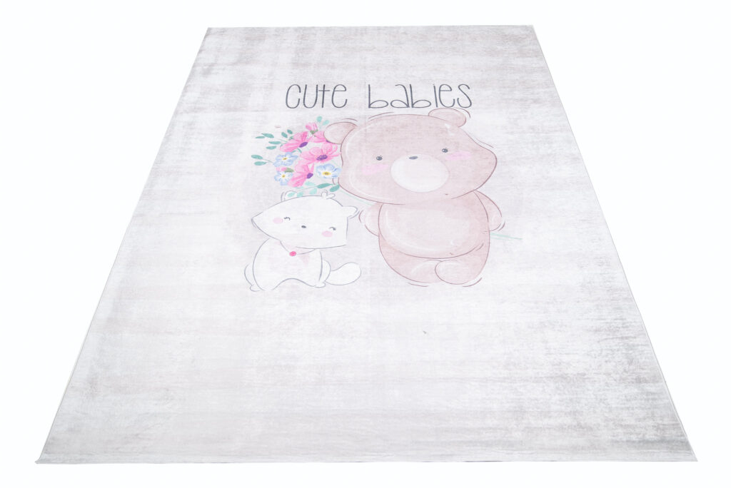 Alfombra Infantil Emma Gris Osito Gato Antideslizante