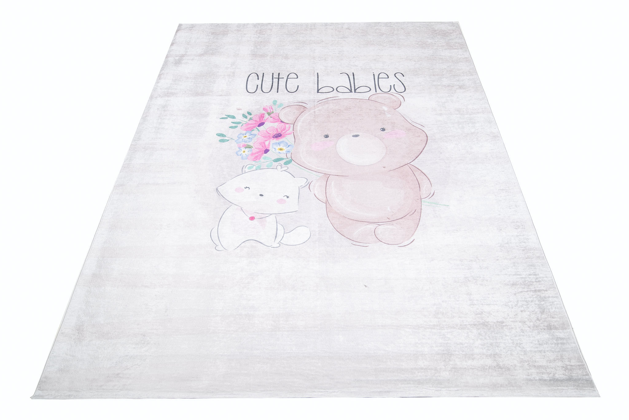 Alfombra Infantil Emma Gris Osito Gato Antideslizante