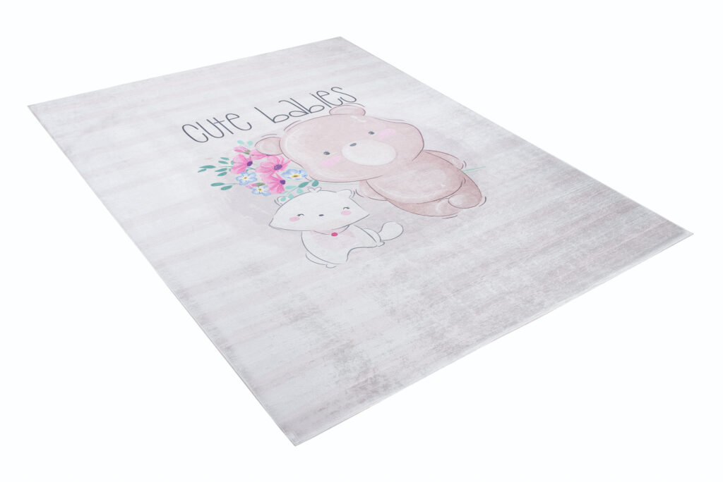 Alfombra Infantil Emma Gris Osito Gato Antideslizante