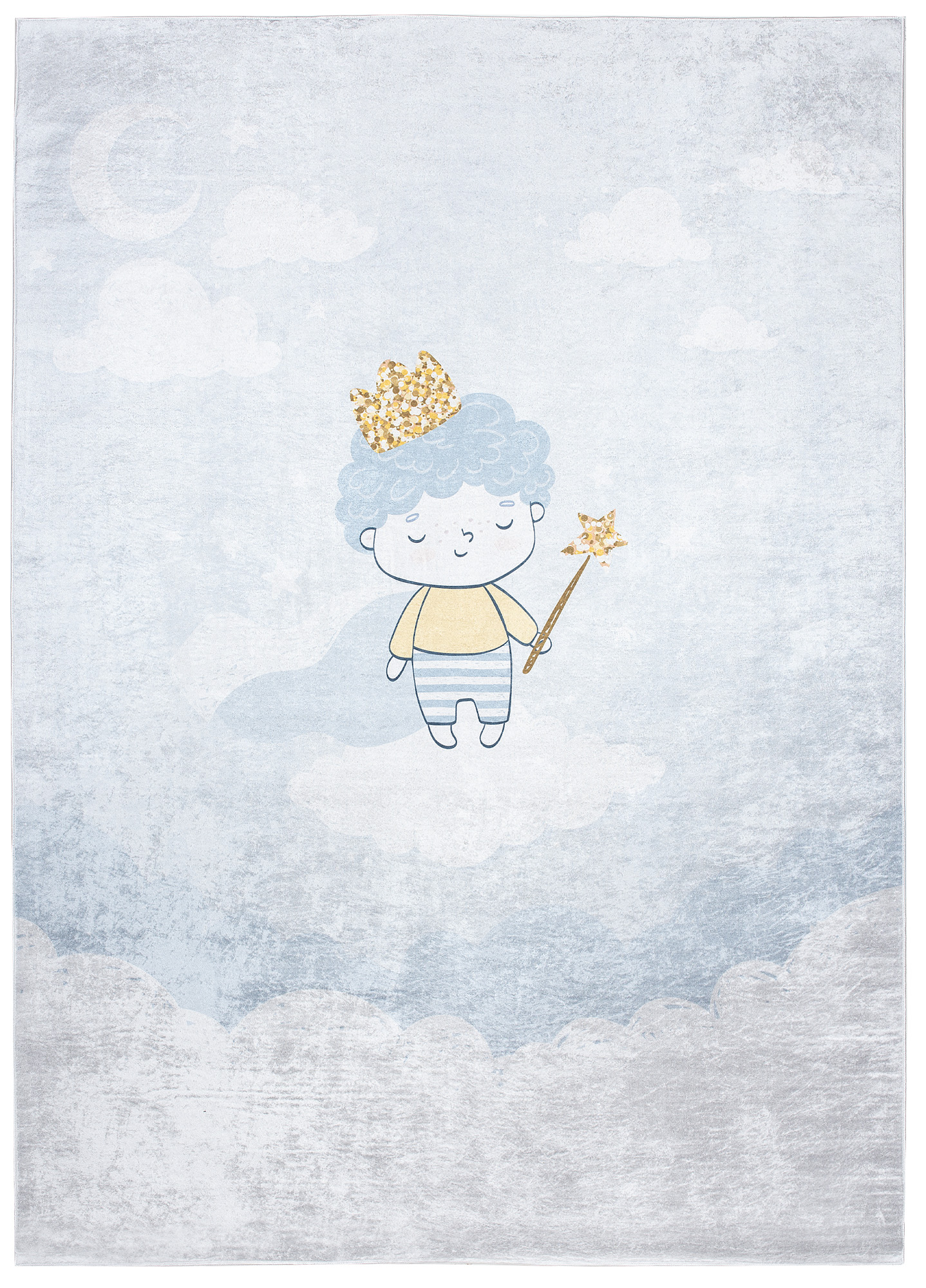 Alfombra Infantil Emma Azul Gris Príncipe Antideslizante