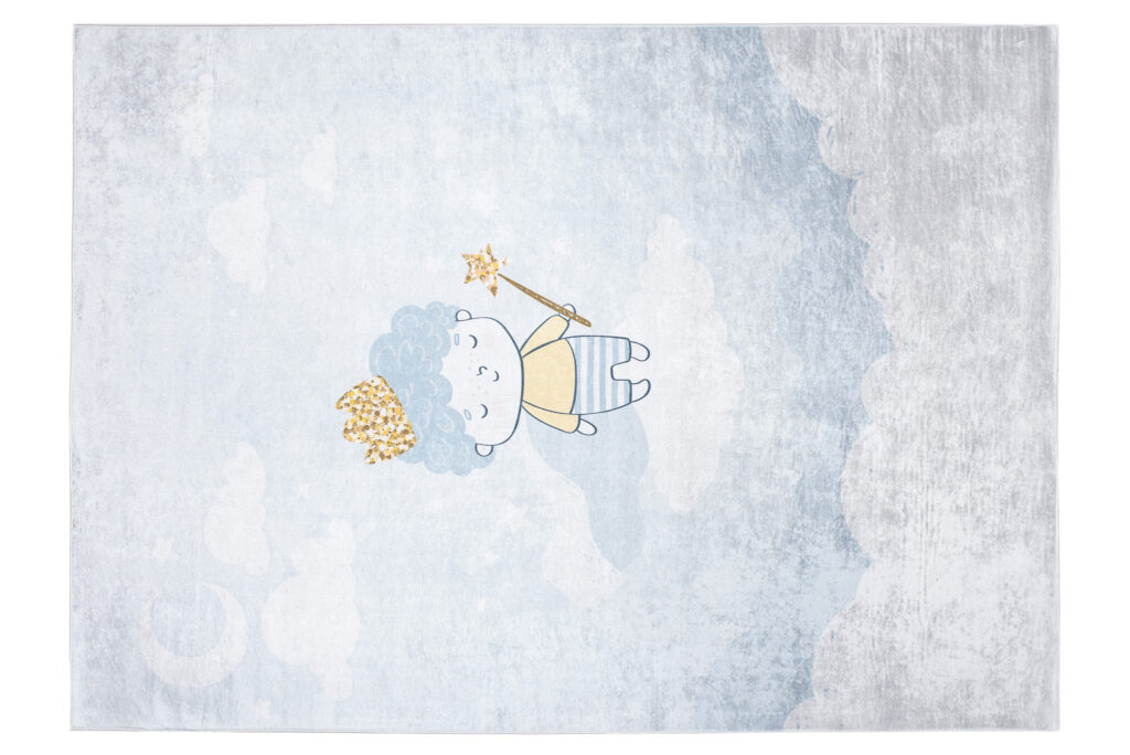 Alfombra Infantil Emma Azul Gris Príncipe Antideslizante