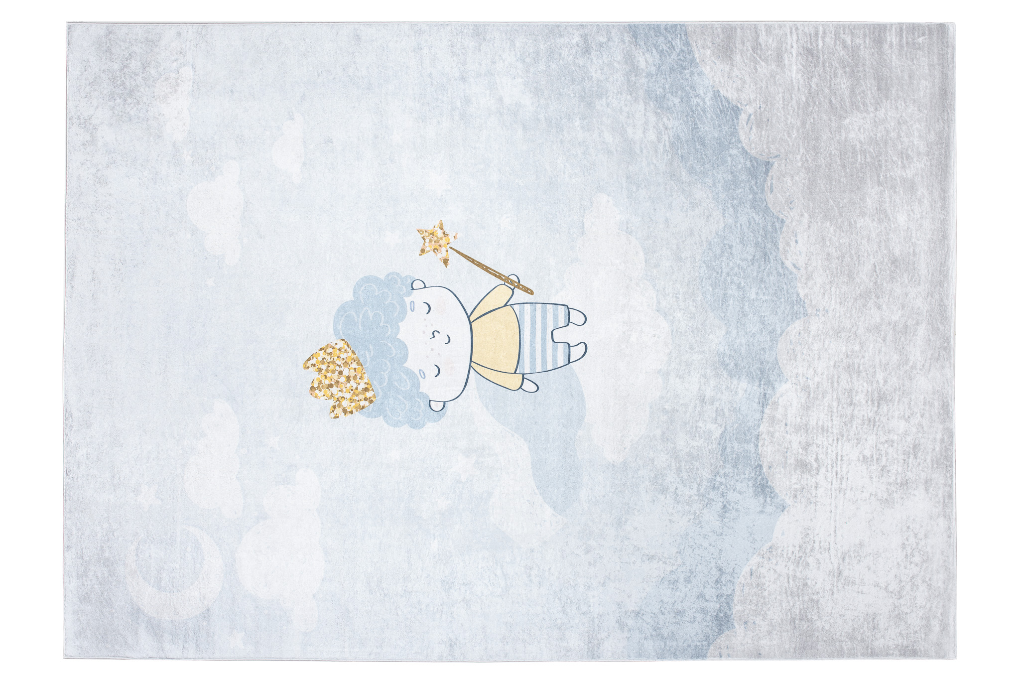 Alfombra Infantil Emma Azul Gris Príncipe Antideslizante