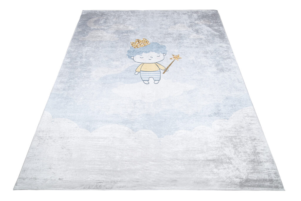 Alfombra Infantil Emma Azul Gris Príncipe Antideslizante