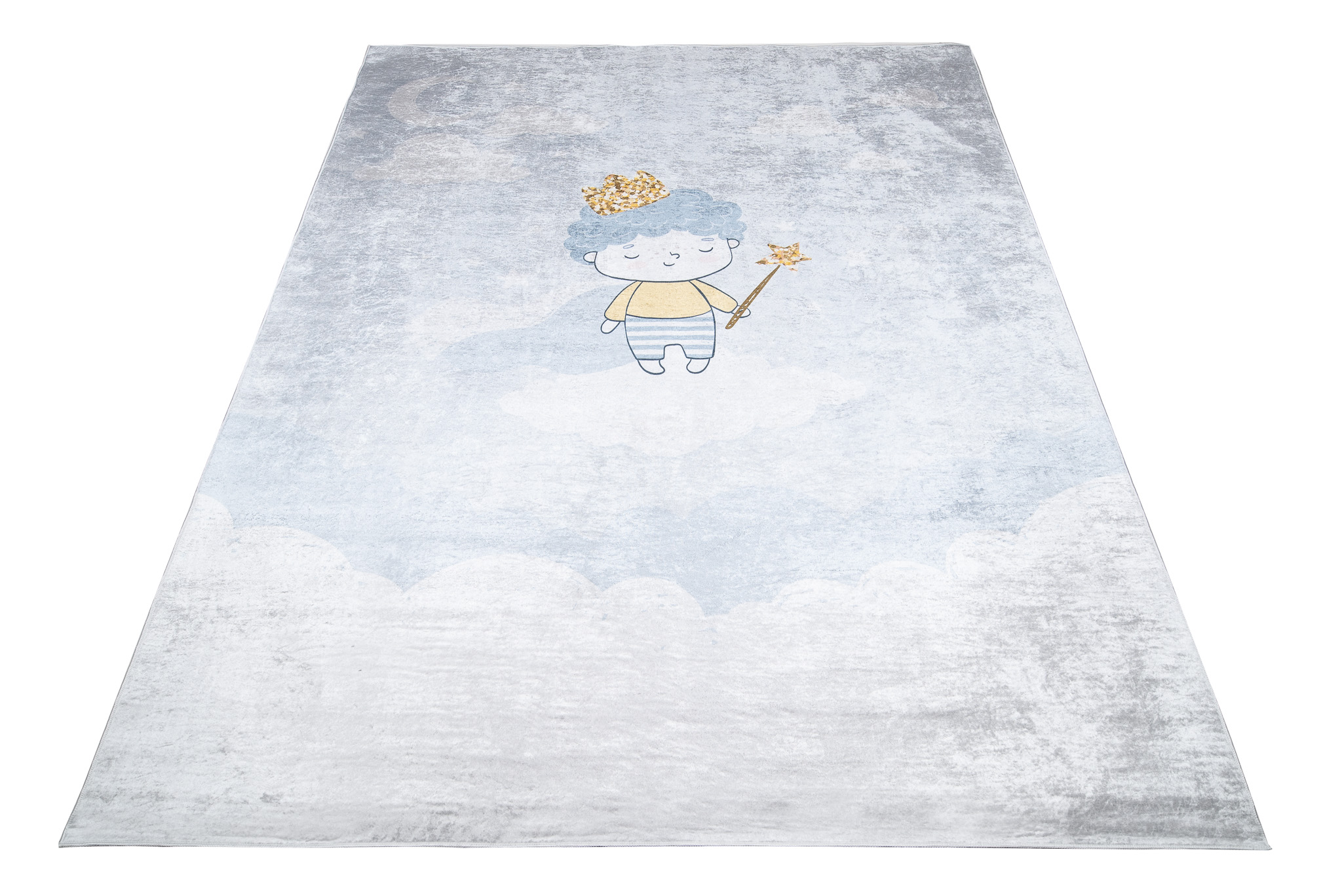 Alfombra Infantil Emma Azul Gris Príncipe Antideslizante