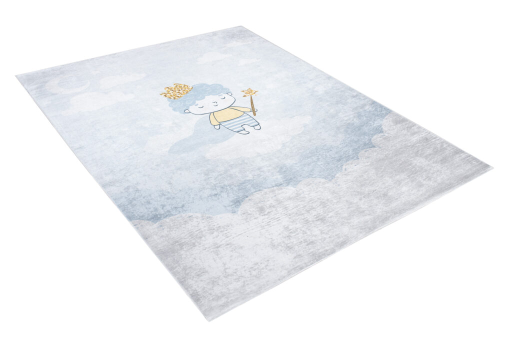 Alfombra Infantil Emma Azul Gris Príncipe Antideslizante