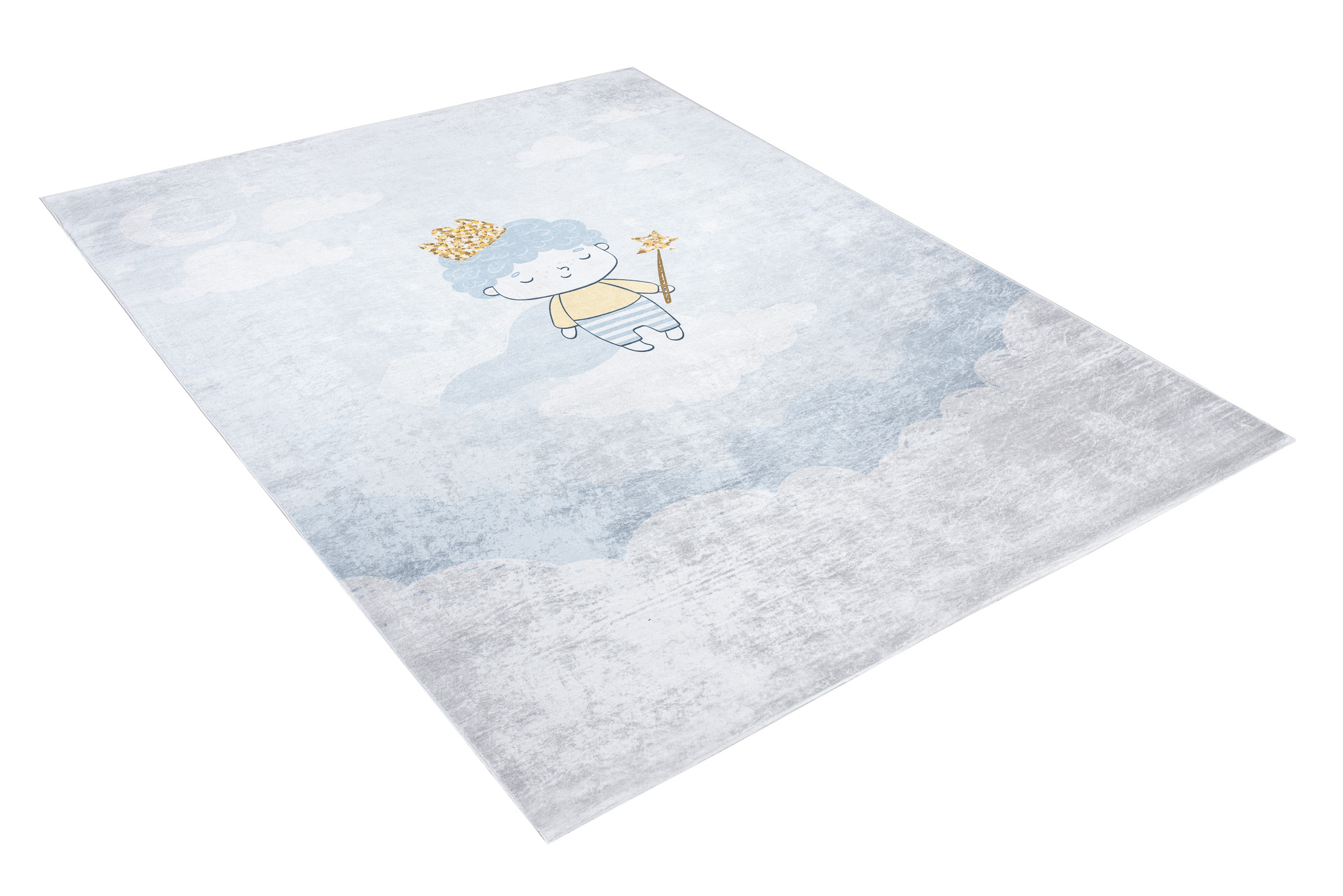 Alfombra Infantil Emma Azul Gris Príncipe Antideslizante