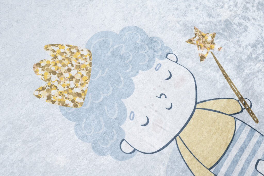 Alfombra Infantil Emma Azul Gris Príncipe Antideslizante