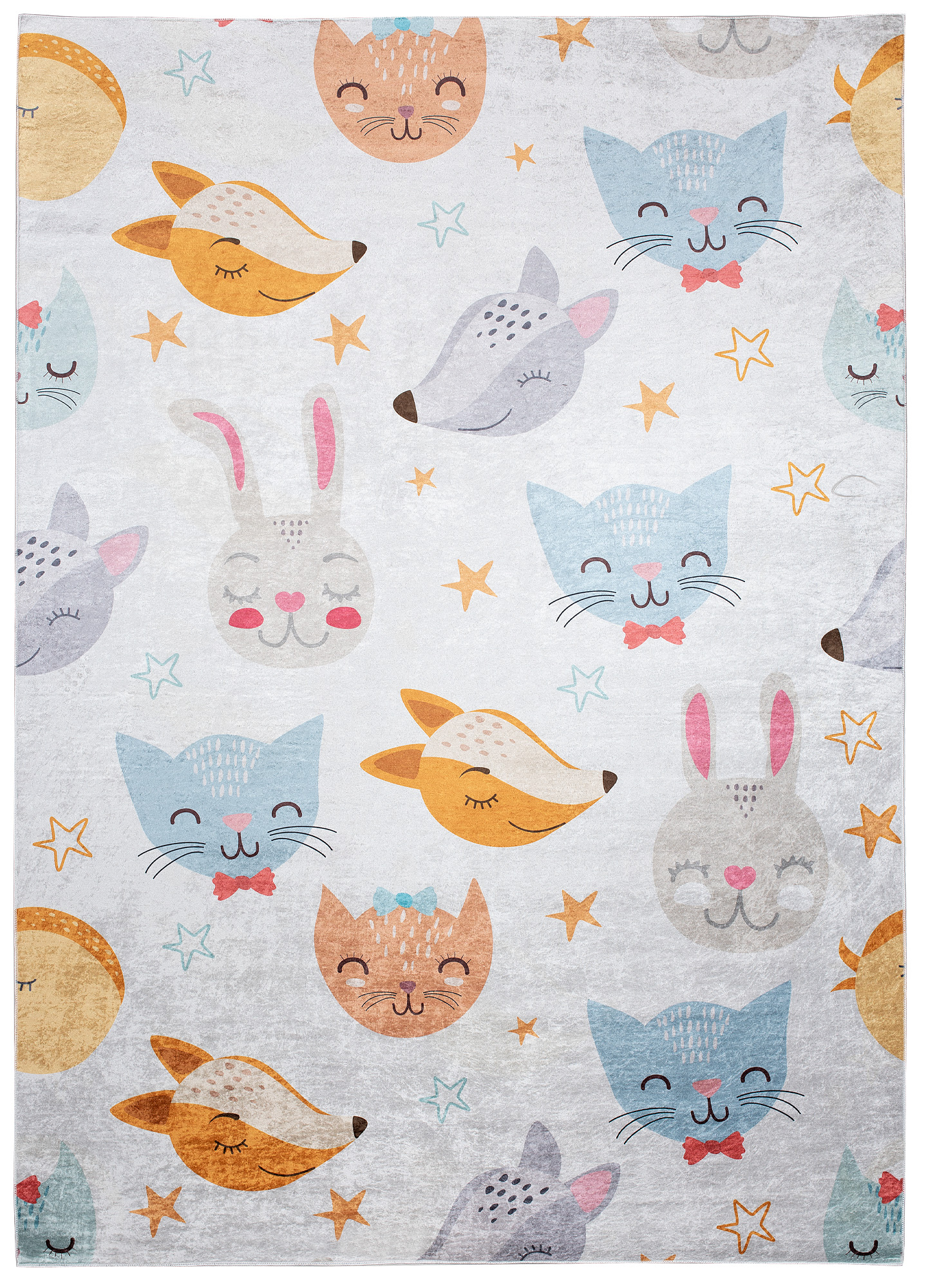 Alfombra Infantil Emma Gris Animales de Colores Antideslizante