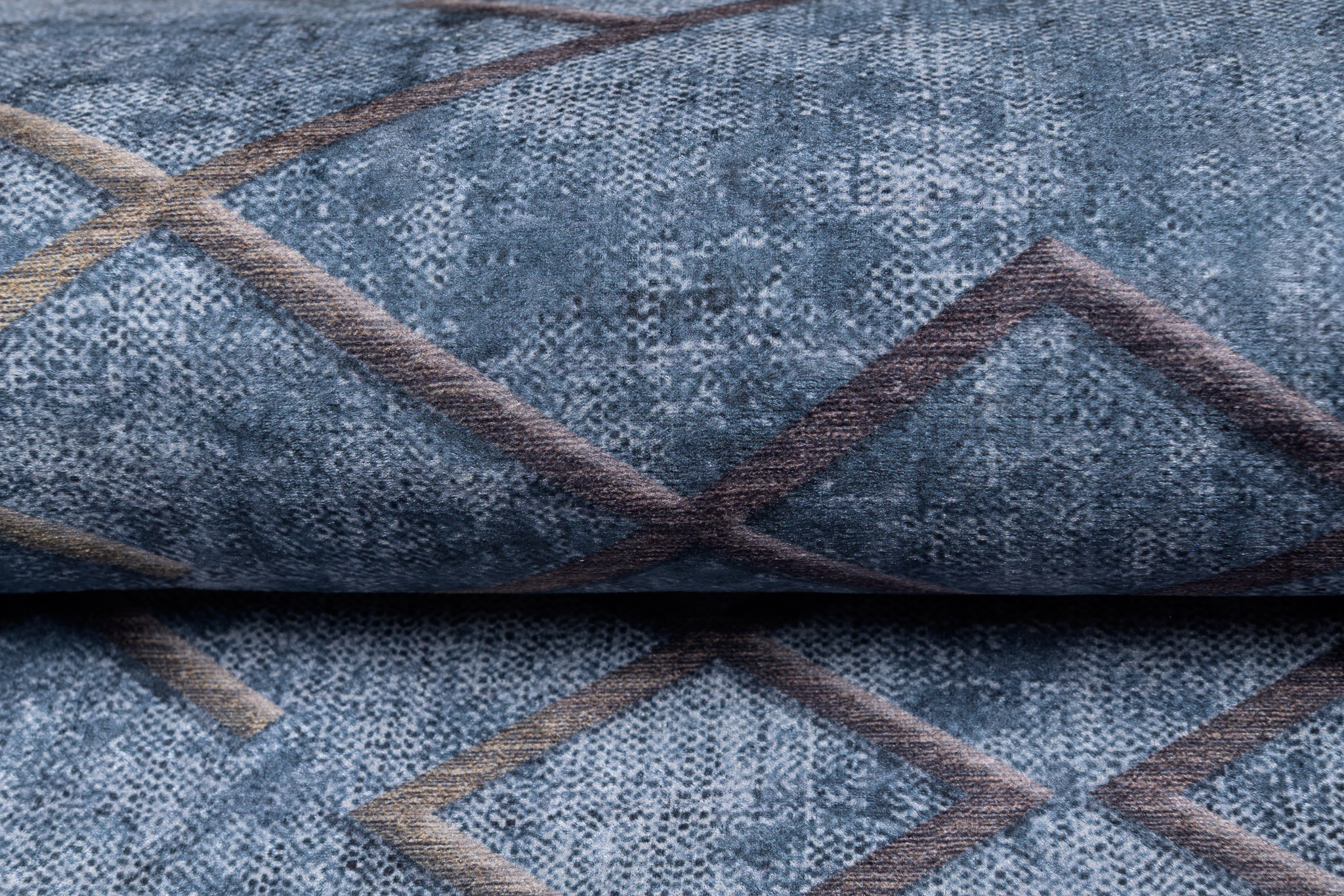 Alfombra Toscana Geométrica Azul Cuadrados Dorados