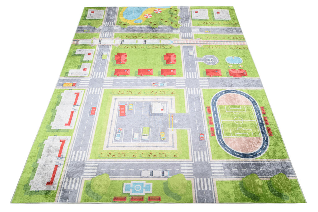 Alfombra Infantil Emma Verde Ciudad Antideslizante