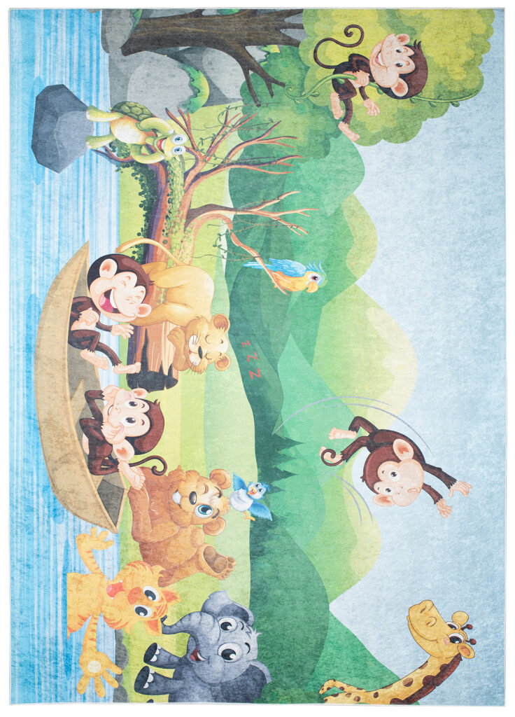 Alfombra Infantil Emma Lavable Antideslizante Safari Río