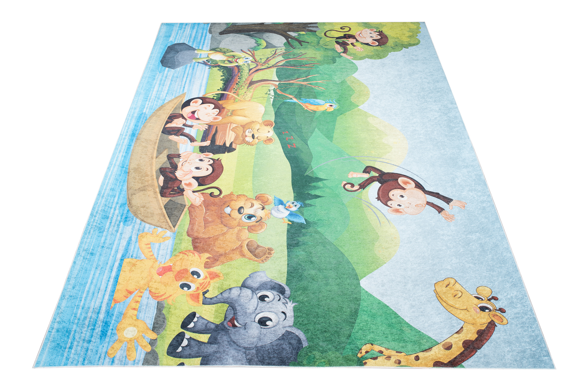 Alfombra Infantil Emma Lavable Antideslizante Safari Río