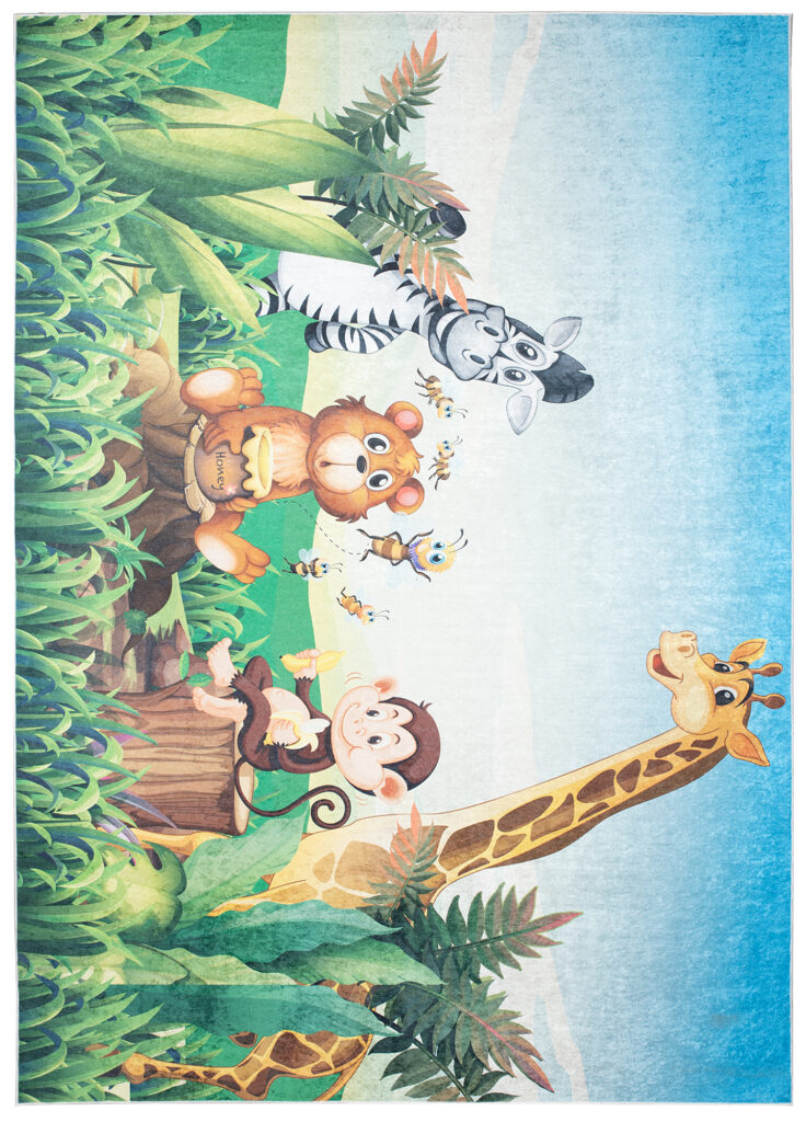 Alfombra Infantil Emma Lavable Antideslizante Safari Hierba