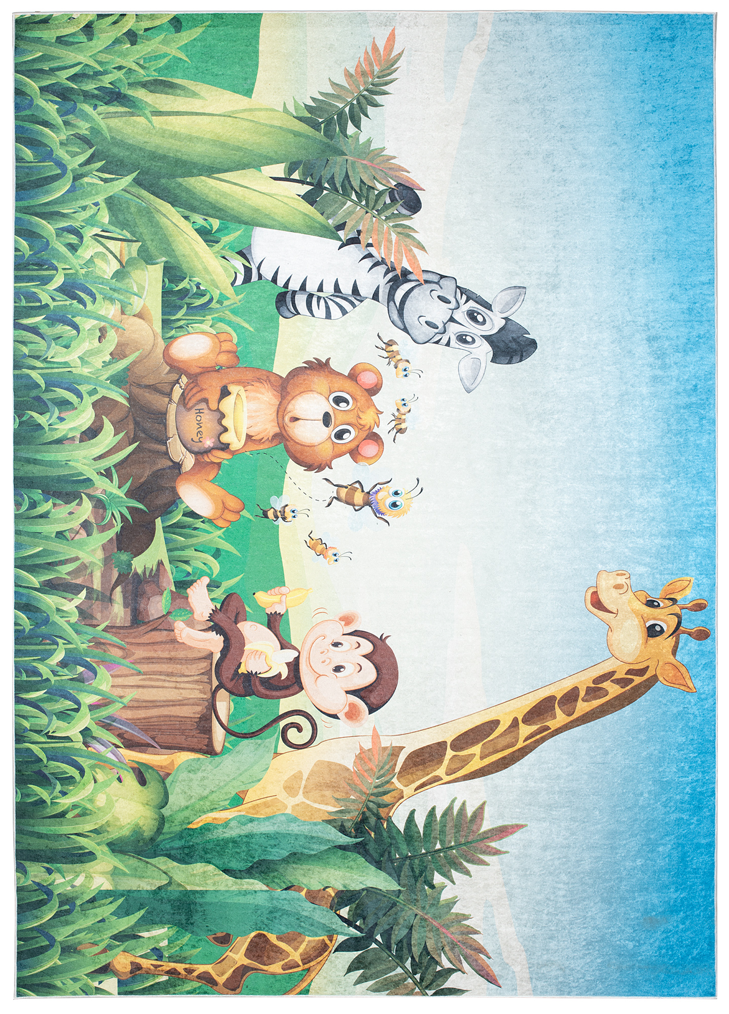 Alfombra Infantil Emma Lavable Antideslizante Safari Hierba
