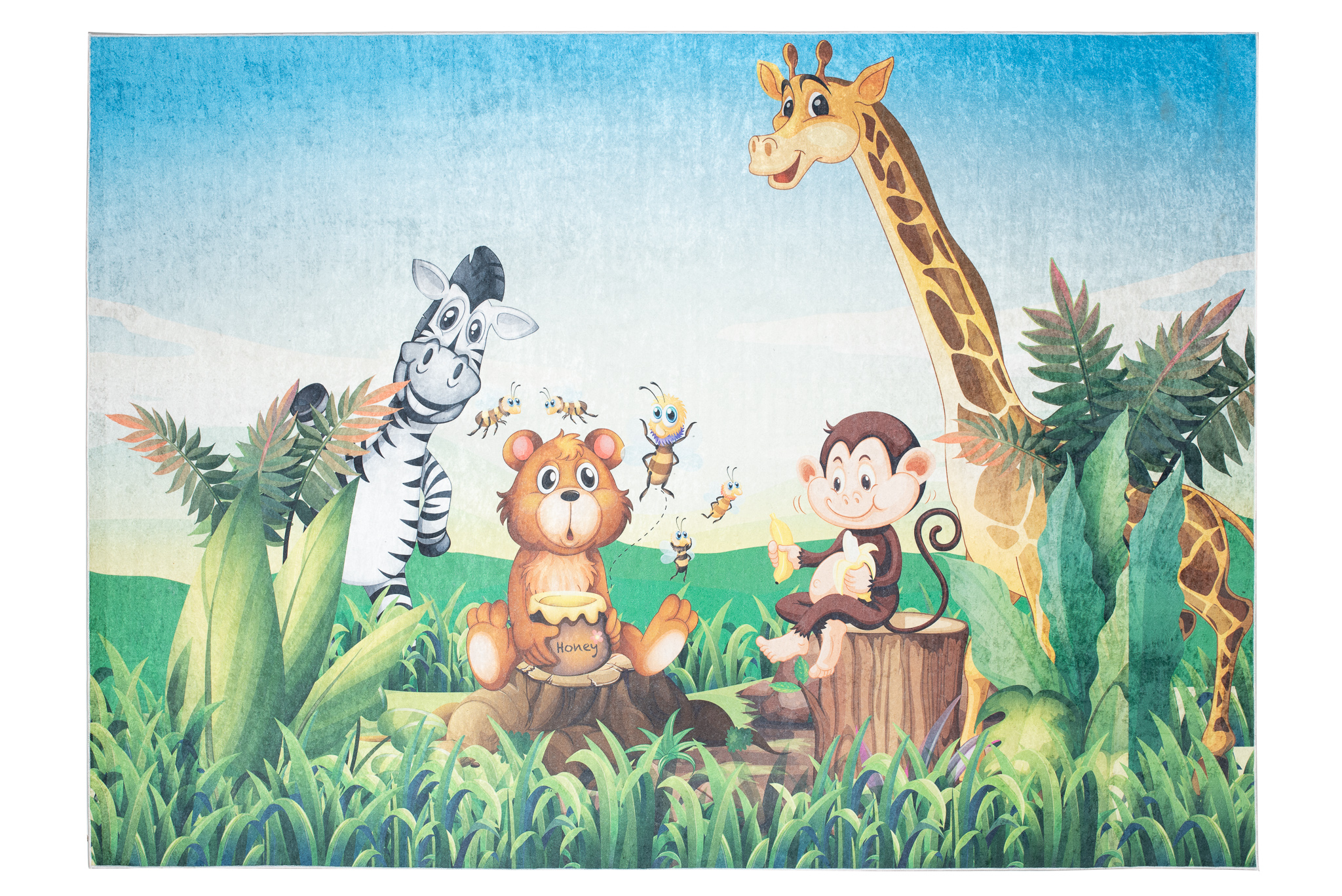 Alfombra Infantil Emma Lavable Antideslizante Safari Hierba
