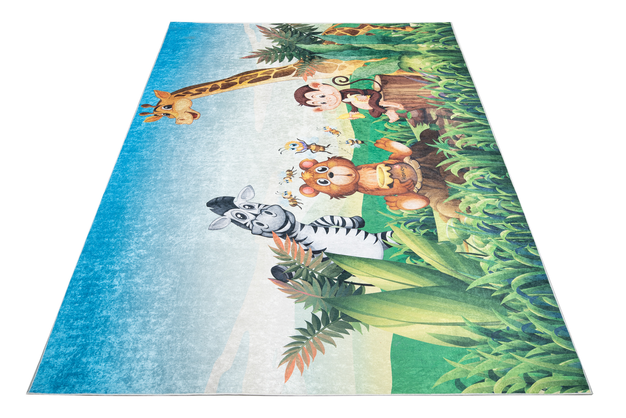 Alfombra Infantil Emma Lavable Antideslizante Safari Hierba