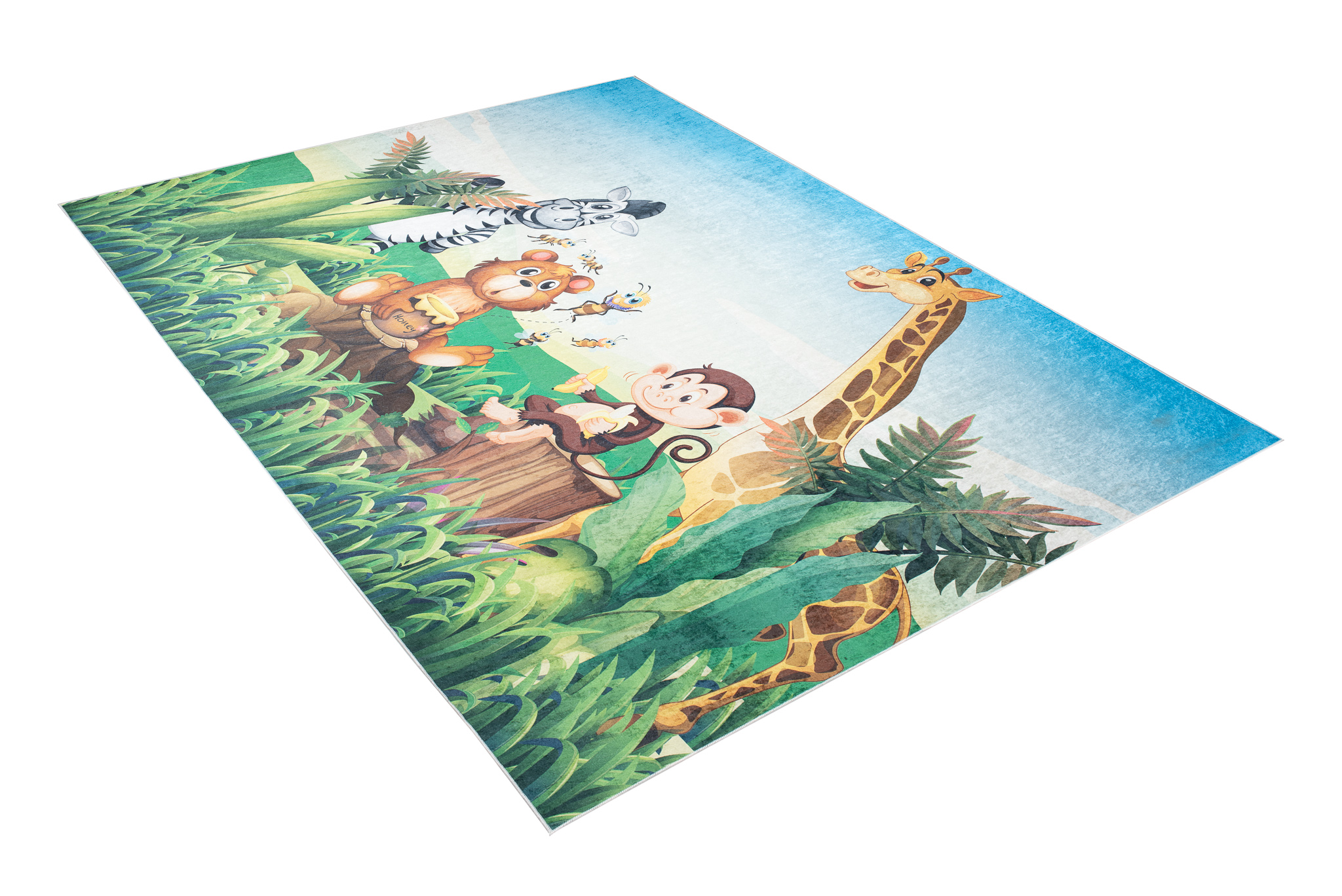 Alfombra Infantil Emma Lavable Antideslizante Safari Hierba
