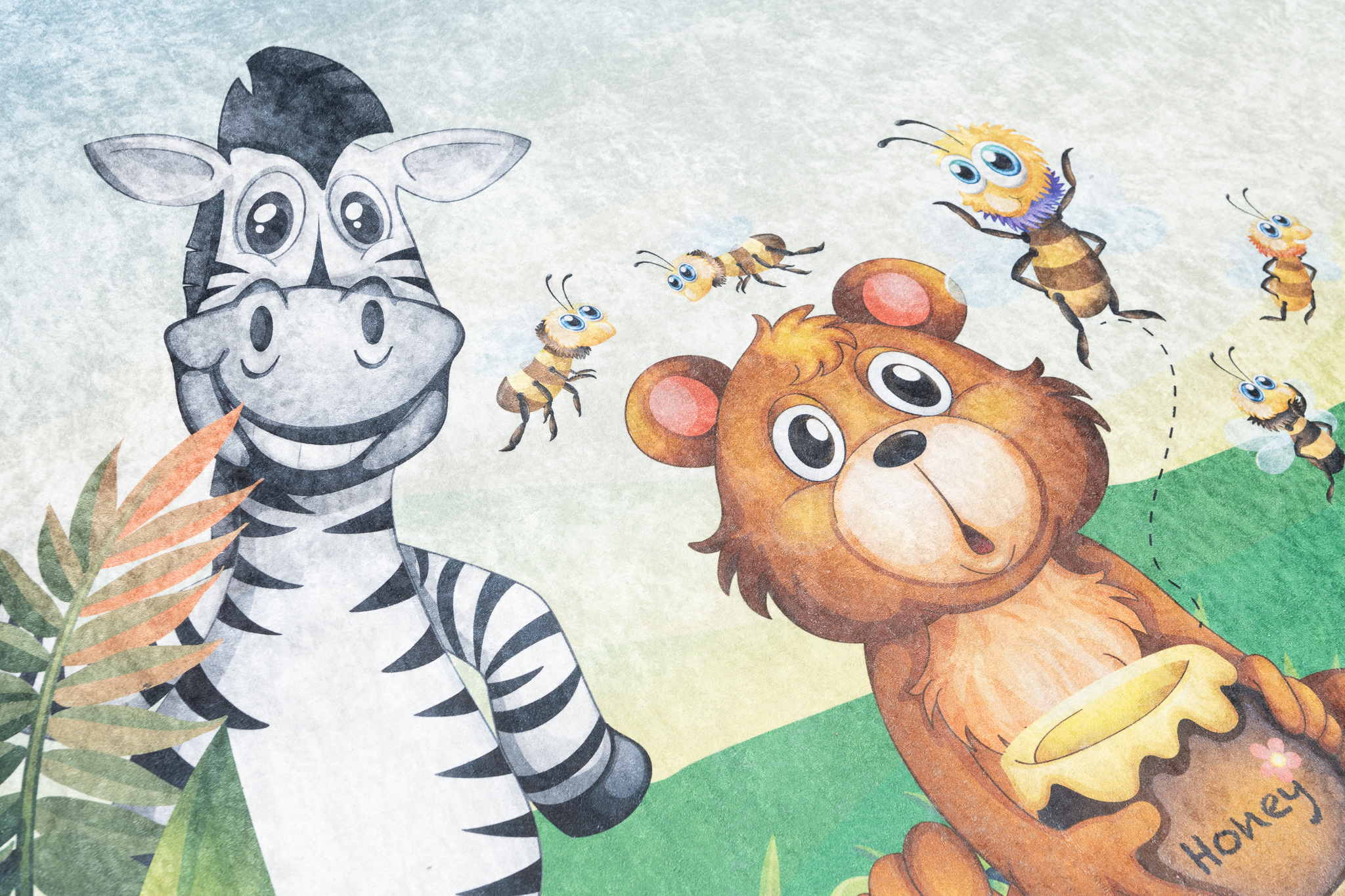 Alfombra Infantil Emma Lavable Antideslizante Safari Hierba