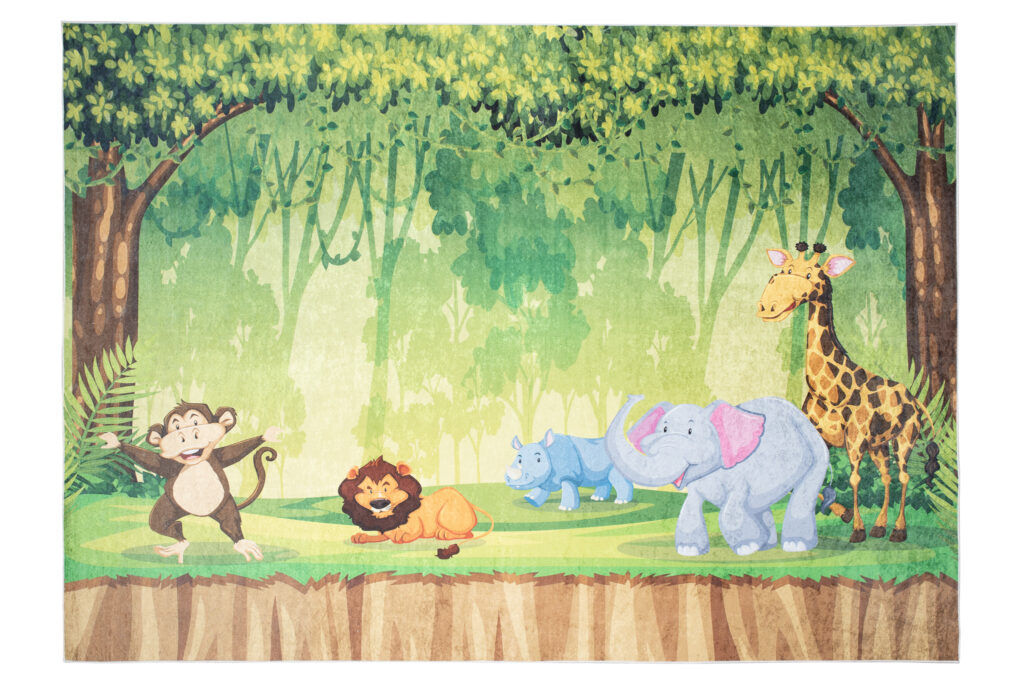 Alfombra Infantil Emma Lavable Antideslizante Safari Selva