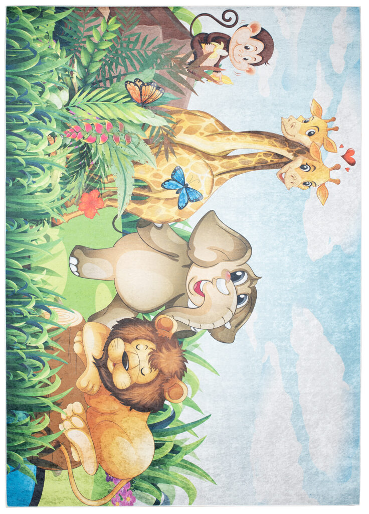 Alfombra Infantil Emma Lavable Antideslizante Safari Pradera