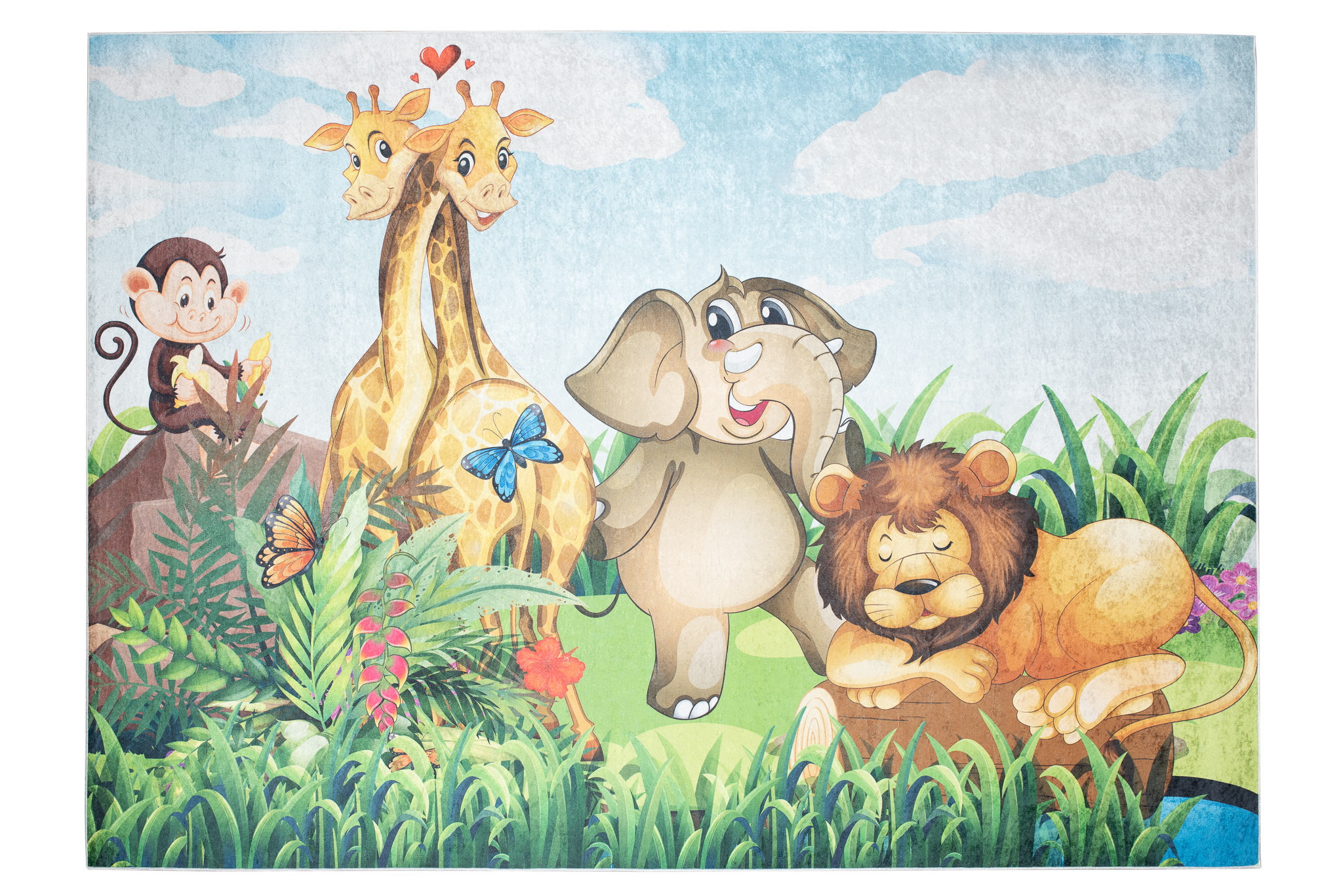 Alfombra Infantil Emma Lavable Antideslizante Safari Pradera