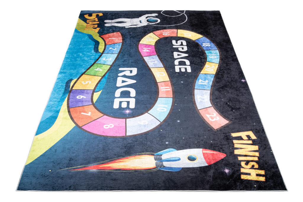 Alfombra Infantil Emma Oscura Espacio Carreras Antideslizante