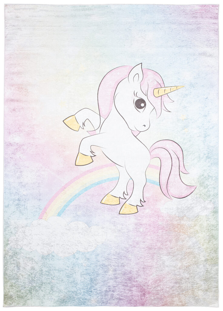 Alfombra Infantil Emma Lavable Antideslizante Rosa Unicornio
