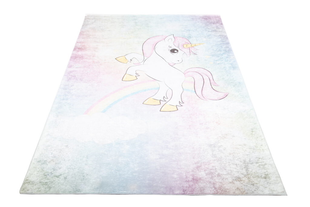 Alfombra Infantil Emma Lavable Antideslizante Rosa Unicornio
